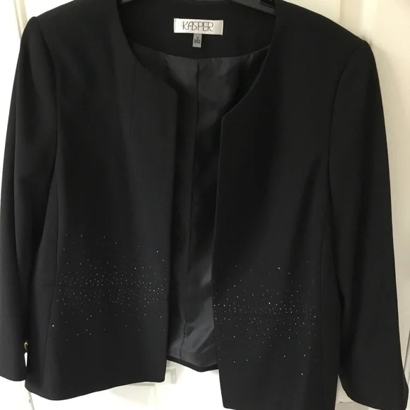 Kasper Black Dress and Short Jacket, Jacket Is NWT, SZ 16 - Picture 6 of 10